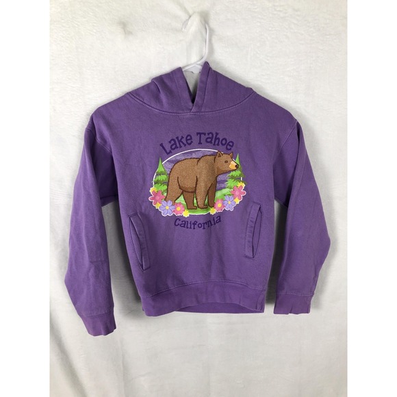 Kid U Not Other - Lake Tahoe Hoodie Youth Small Purple Bear California Souvenir Pullover Kid U Not